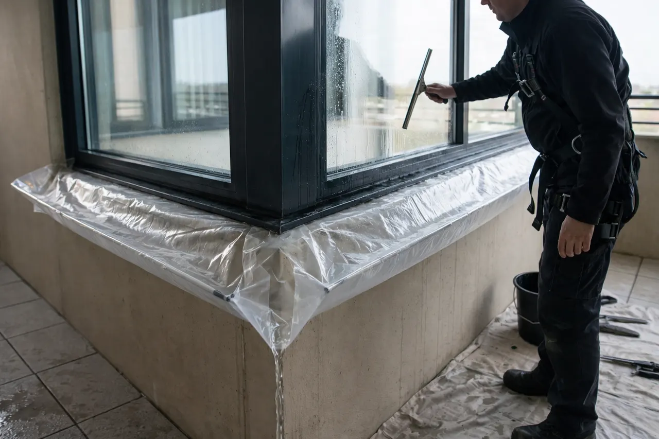 Вход с чисти прозорци след професионално почистване